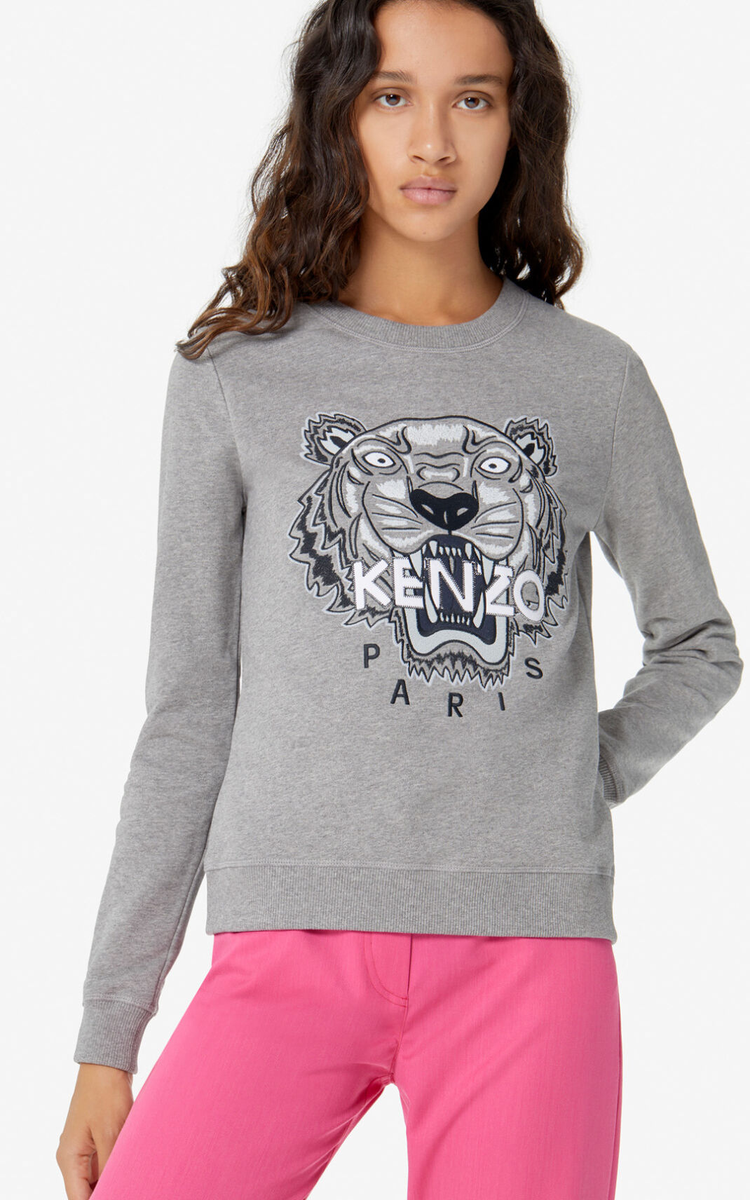 Sweatshirt Kenzo Tiger Feminino - Cinzentas | 496UMLFKG